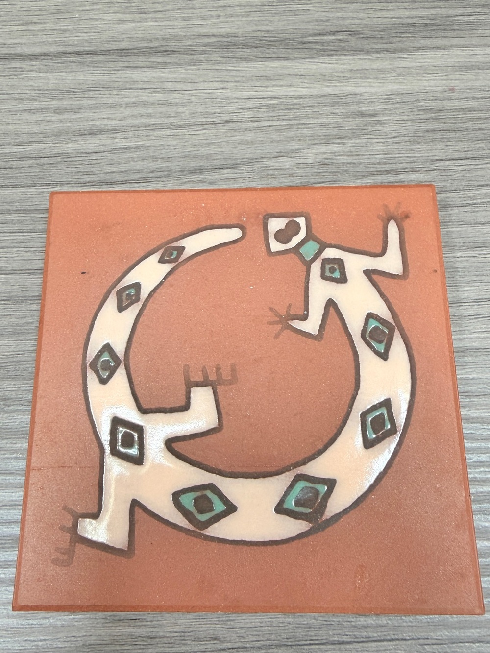 Handcrafted Southwestern Lizard Terracotta tile Wall Art, Trivet, or coaster